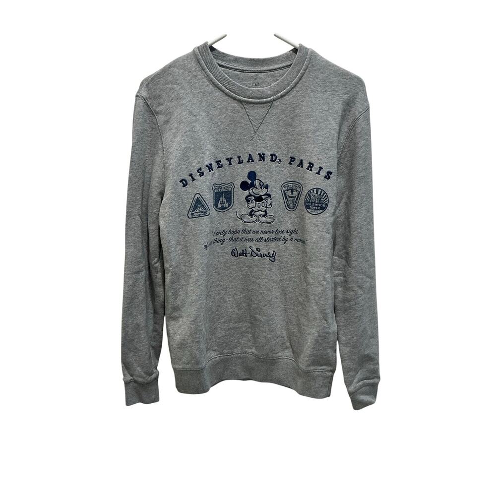 Disneyland Paris GRAY Embroidered Mickey Mouse Sweatshirt Size SMALL (S)